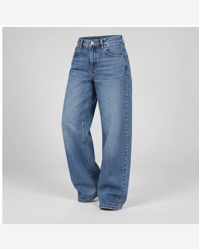Blugi boyfriend Albastru Clasic