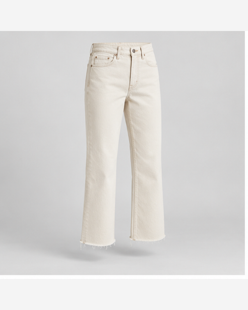 Blugi cropped raw-hem Ecru