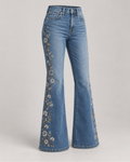 Blugi evazați cu broderie Denim Albastru