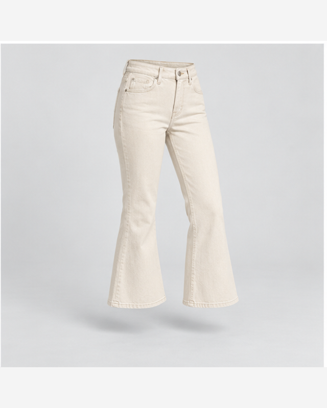 Blugi kick-flare cropped Crem