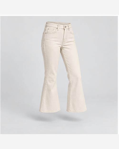 Blugi kick-flare cropped Crem