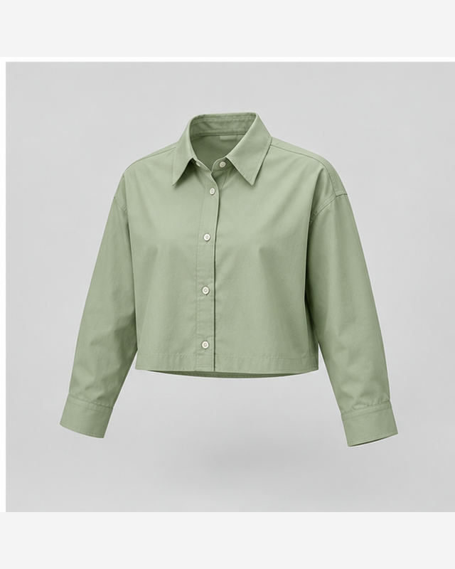 Cămașă cropped boxy Verde Salvie