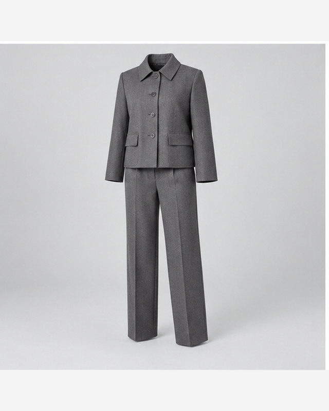 Costum cu jachetă boxy Gri Oțel