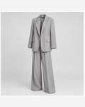 Costum oversized cu pantaloni largi Gri Perlat