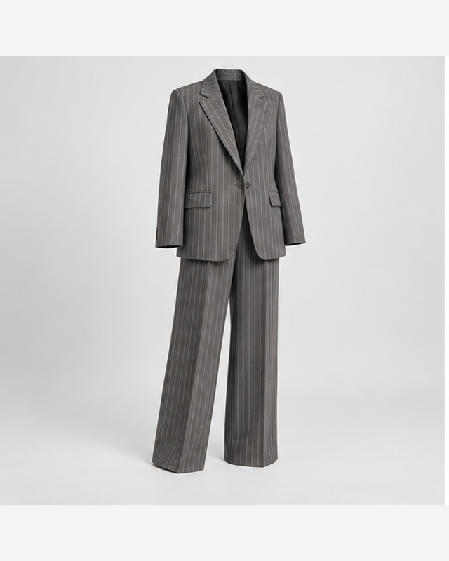 Costum pinstripe relaxat Gri Pinstripe