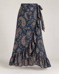 Fustă midi petrecută paisley Bleumarin
