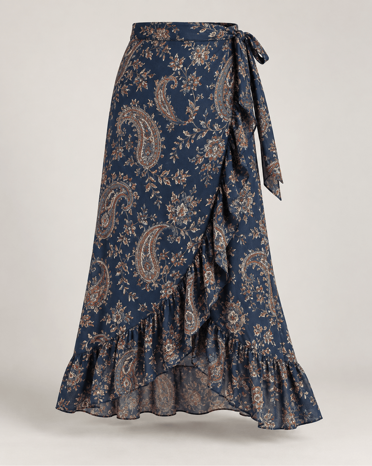 Fustă midi petrecută paisley Bleumarin