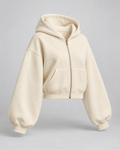 Hanorac cropped cu fermoar Crem Unt