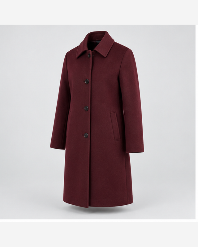 Palton car coat minimalist Bordo