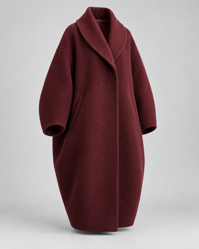 Palton cocon midi Bordo