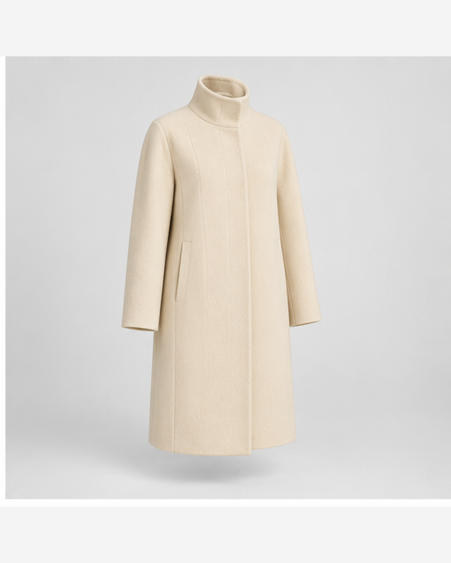 Palton cu guler funnel Crem Unt
