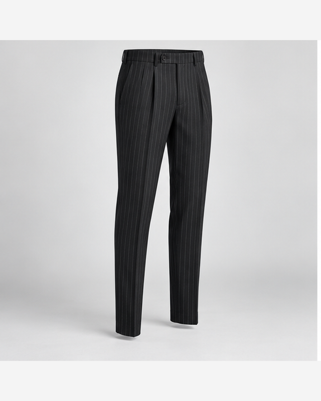 Pantaloni cigarette eleganți Negru Pinstripe