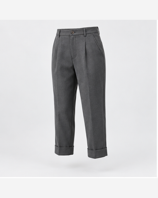 Pantaloni cropped cu manșetă Gri Grafit