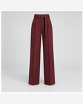 Pantaloni cu talie înaltă și cordon Bordo