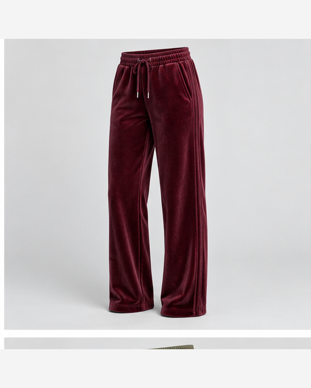 Pantaloni de trening din velur Vișiniu