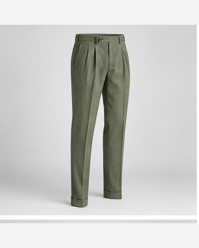 Pantaloni eleganți cu două pense Verde Salvie