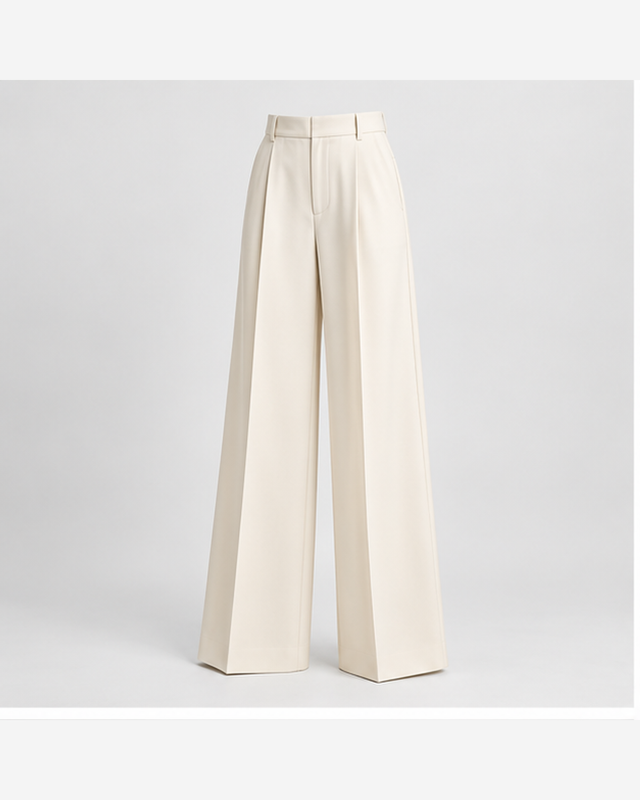 Pantaloni palazzo eleganți Alb Ivoire