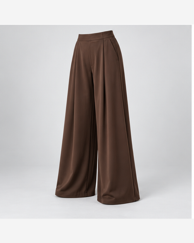 Pantaloni palazzo fluizi Maro Ciocolatiu
