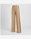 Pantaloni tuxedo cu bandă tonală Camel
