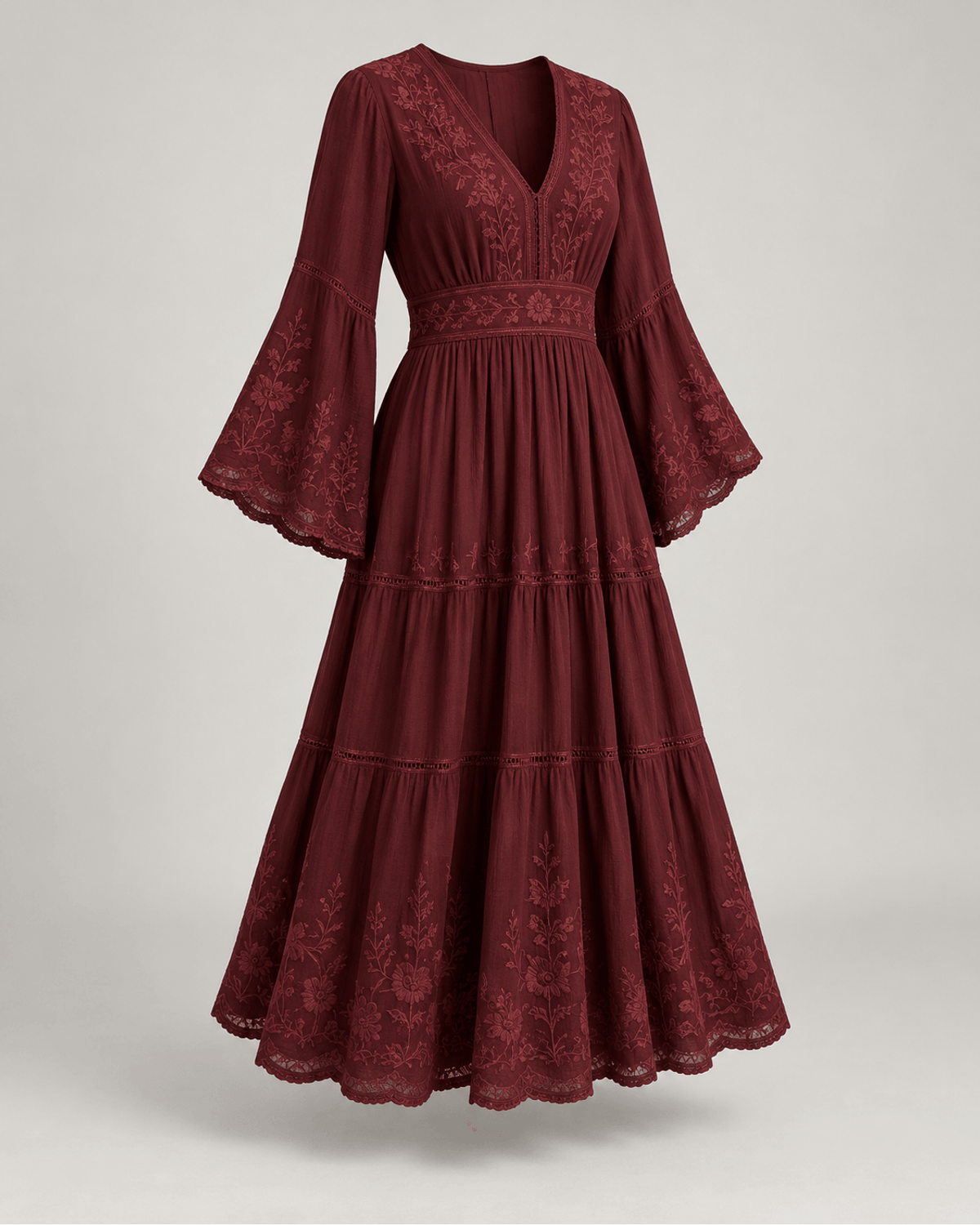 Rochie cu mâneci clopot Bordo