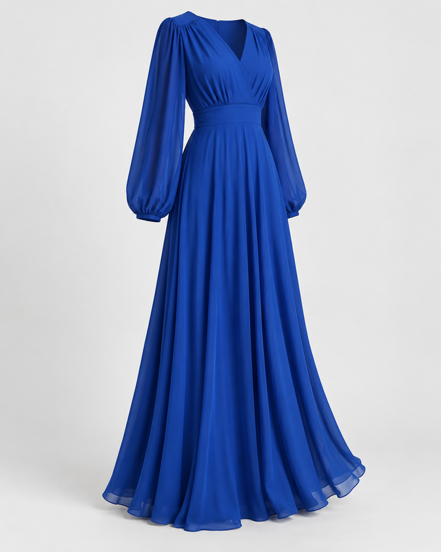 Rochie maxi cu mâneci ample Albastru Cobalt