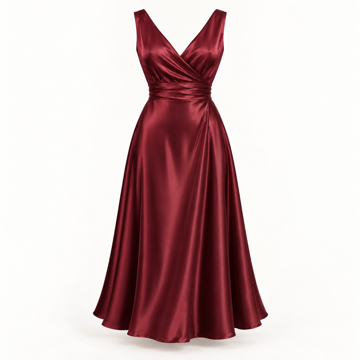 Rochie midi satinată Vișiniu