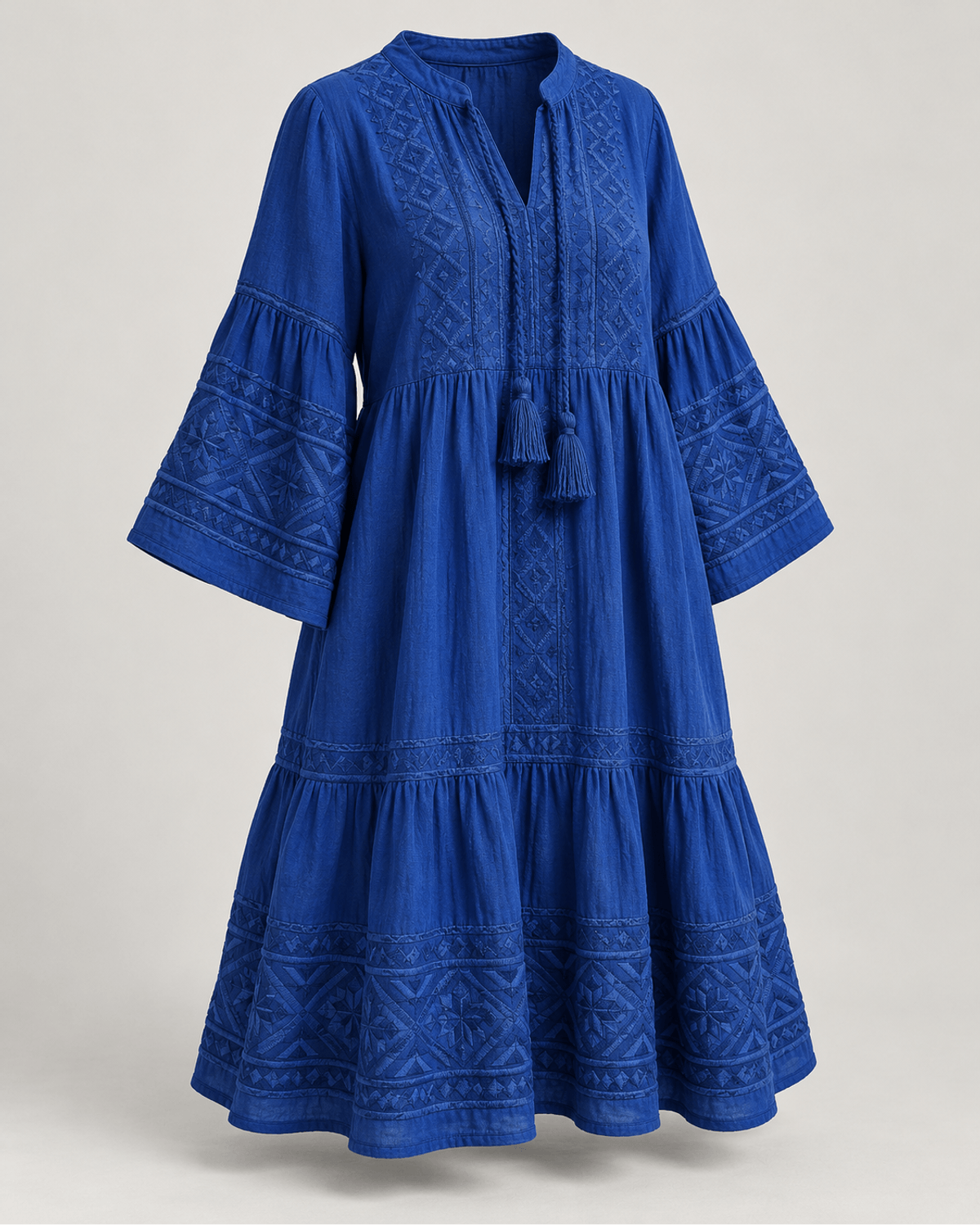 Rochie tunică cu ciucuri Albastru Cobalt