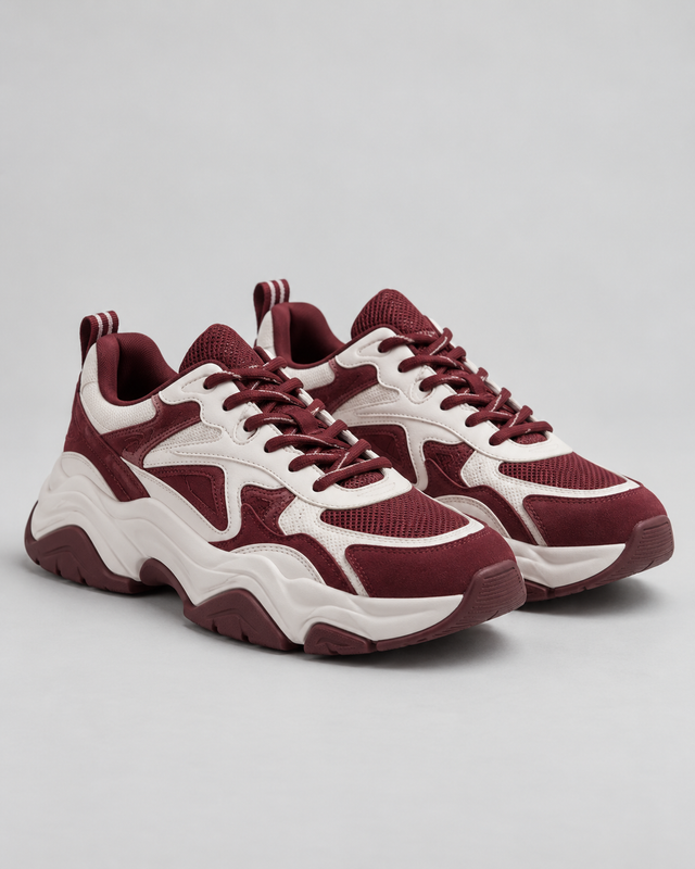 Sneakers chunky Motion Bordo și Alb