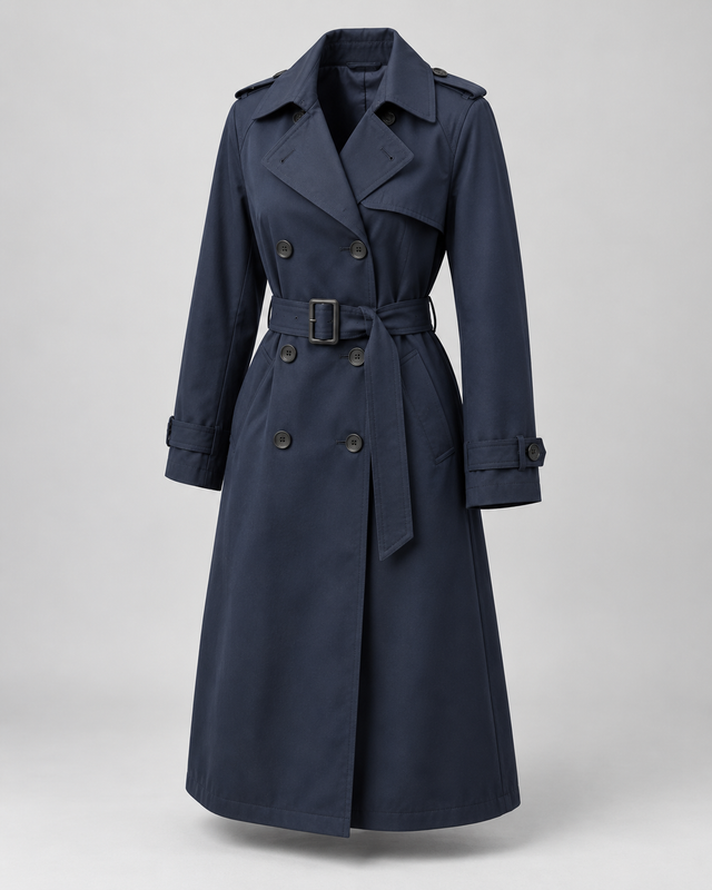 Trench cu cordon Bleumarin