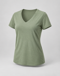 Tricou cu decolteu în V Verde Salvie