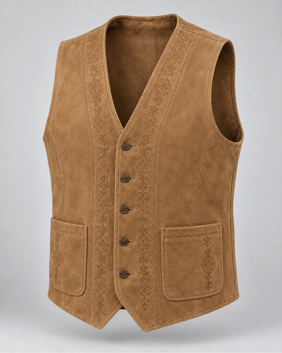 Vestă boho brodată Camel
