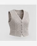 Vestă bouclé cropped Gri Perlat