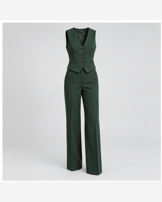 Vestă de costum cu pantaloni Verde Închis