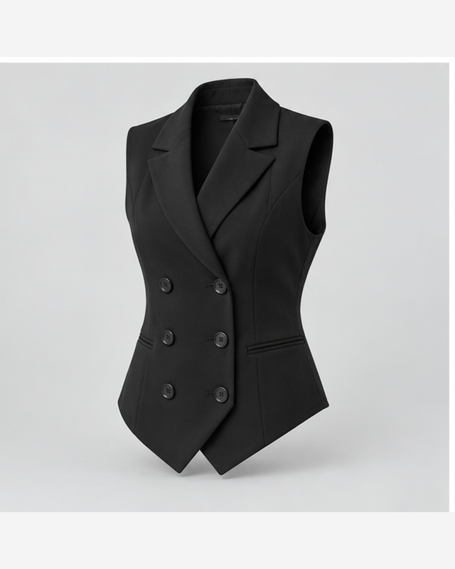Vestă de costum double-breasted Negru