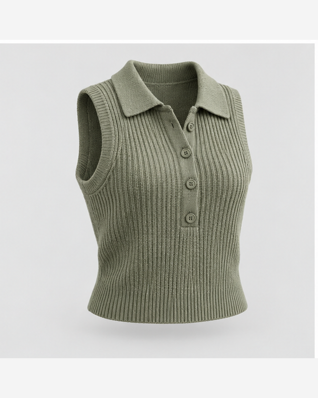 Vestă polo tricotată Verde Salvie